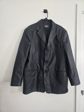 BGSD Leather Jacket Mens XL Black Lamb Leather Two Button Leather Blazer
